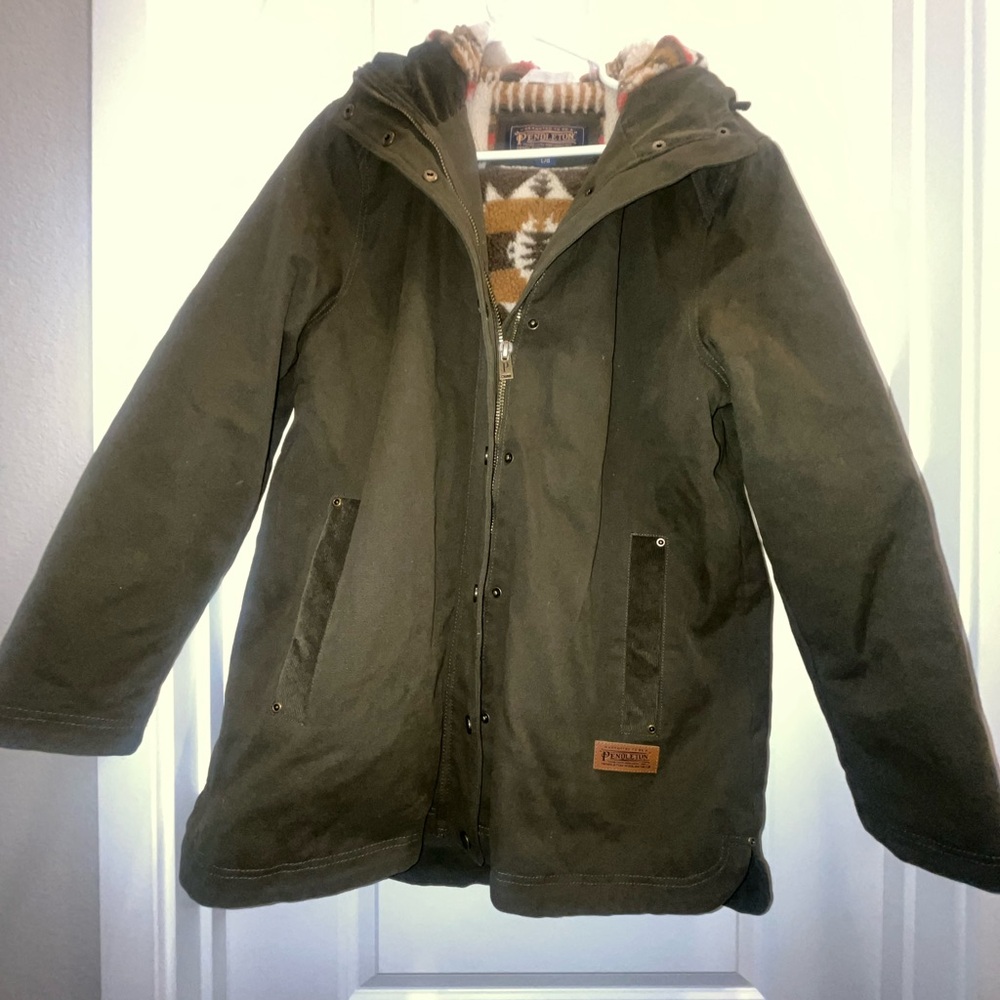 Pendleton Women's Cedar Creek Canvas Parka jacket Olive green - Picture 2 of 6
